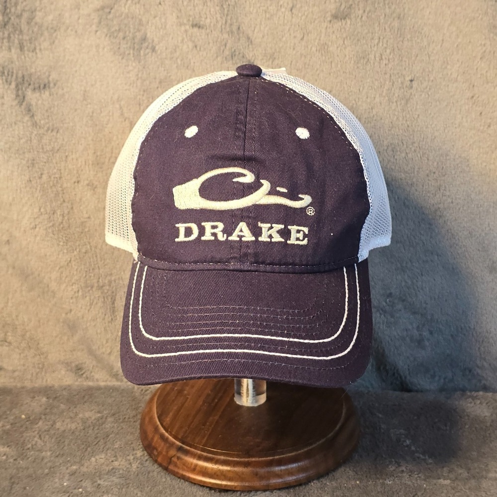 Drake Waterfowl Mesh Back Logo Cap Navy Blue Trucker Hat OSFM DH4075-NVY NWT